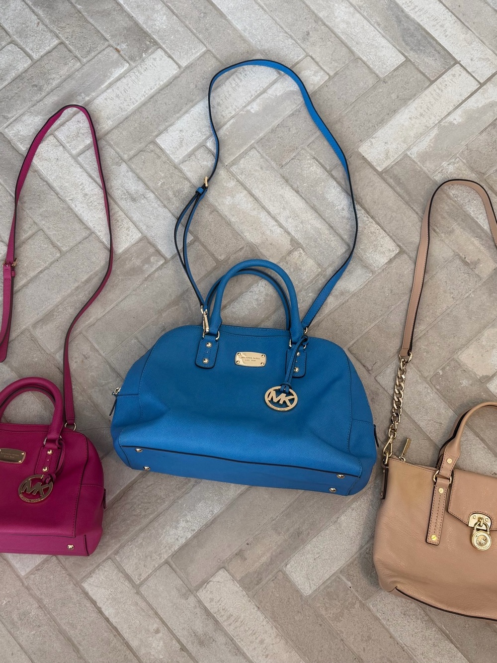 Michael Kors Lot of 3 Leather Handbags with Straps Project Repair